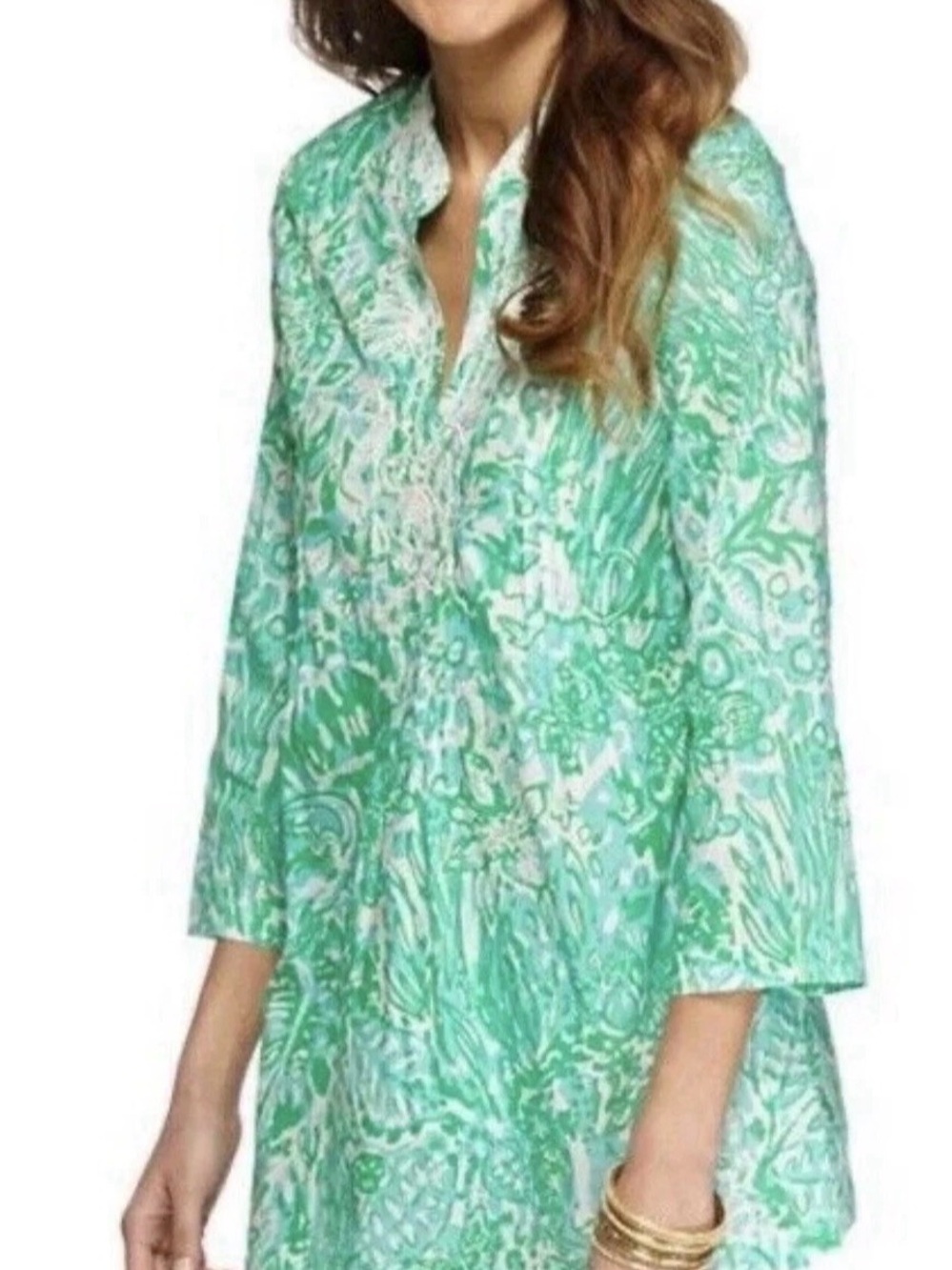 Lilly Pulitzer Green White Printed Tunic